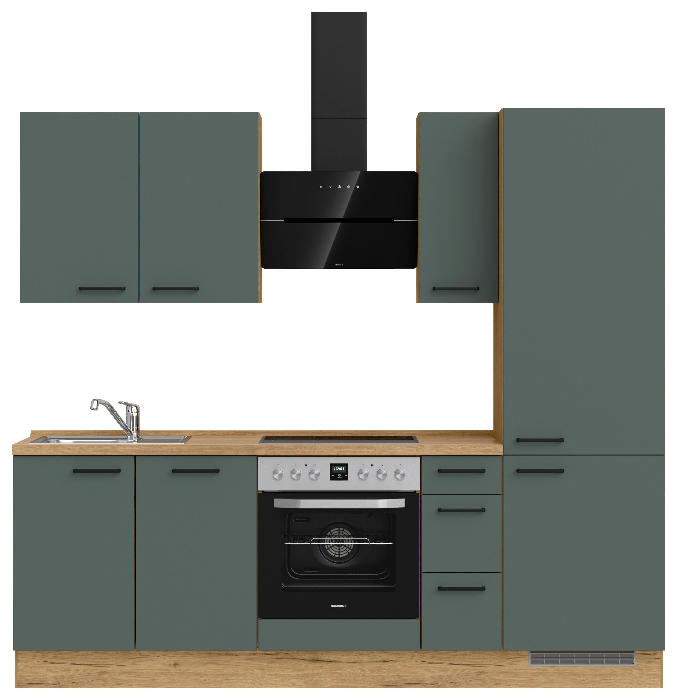 Küchenleerblock Easytouch High-Line, H2 Rechts - Dunkelgrün/Eichefarben, MODERN, Holzwerkstoff (240cm) - Nobilia