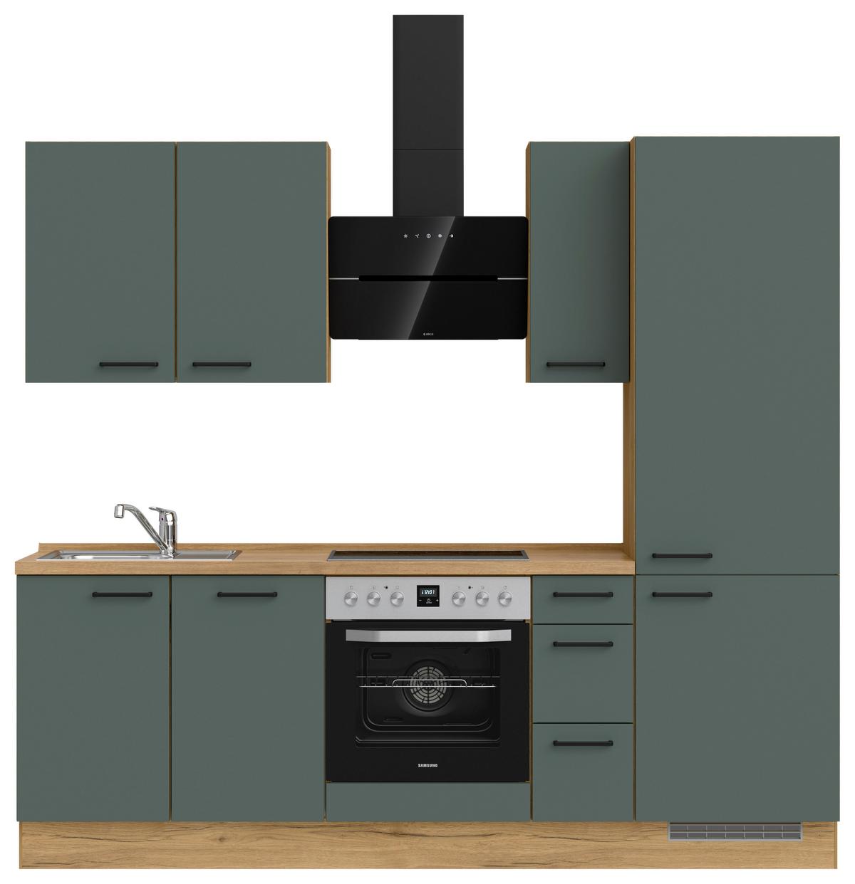 Küchenleerblock Easytouch High-Line, H2 Rechts - Dunkelgrün/Eichefarben, MODERN, Holzwerkstoff (240cm) - Nobilia