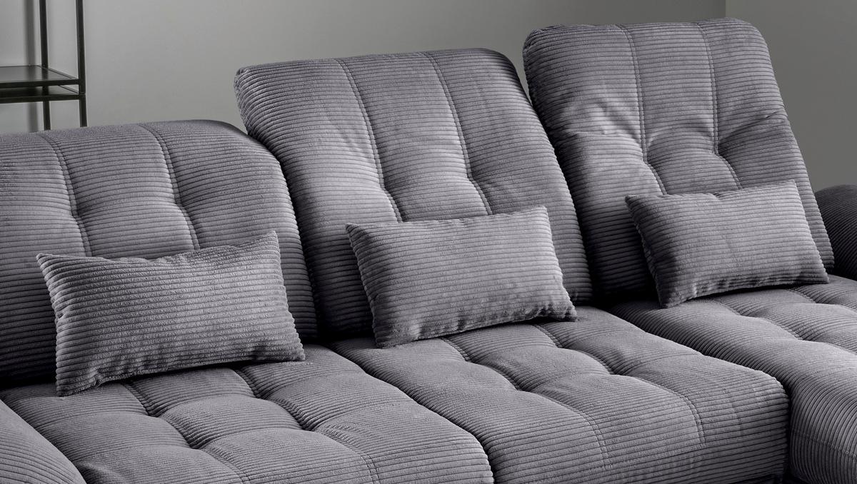 Eckschlafsofa Delphino, Grau S: 273x189 cm - Schwarz/Grau, MODERN, Textil (273/189cm) - Livetastic