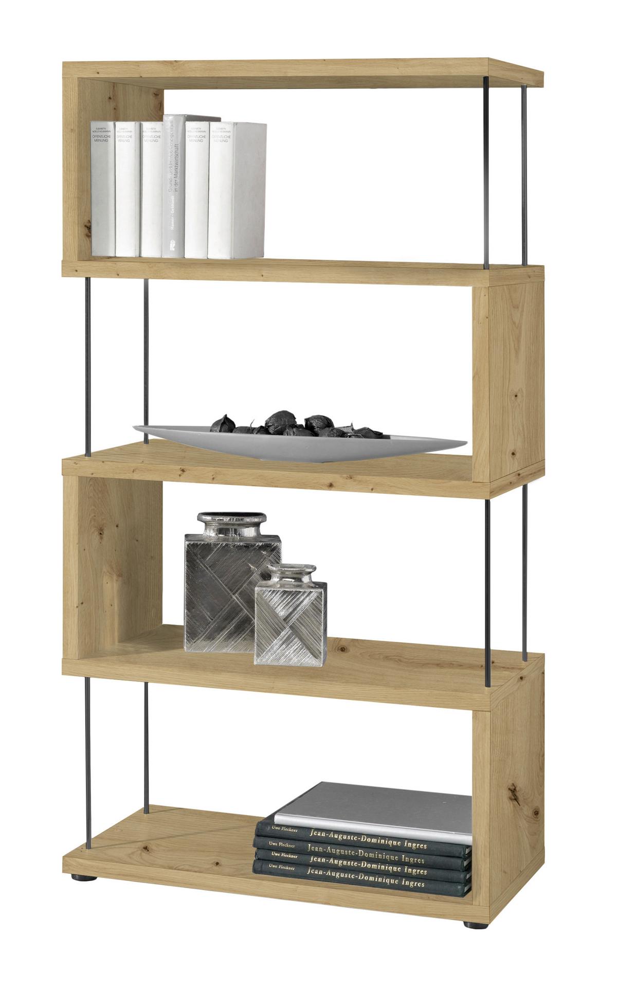 STOJACÍ REGÁL STICKS - barvy dubu/černá, Moderní, kompozitní dřevo/plast (66/126/33cm) - Mömax