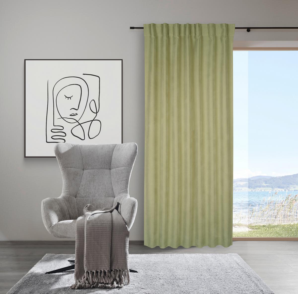 Hotový závěs Linus, 140/255cm, zelená - zelená, Design, textil (140/255cm) - Premium Living