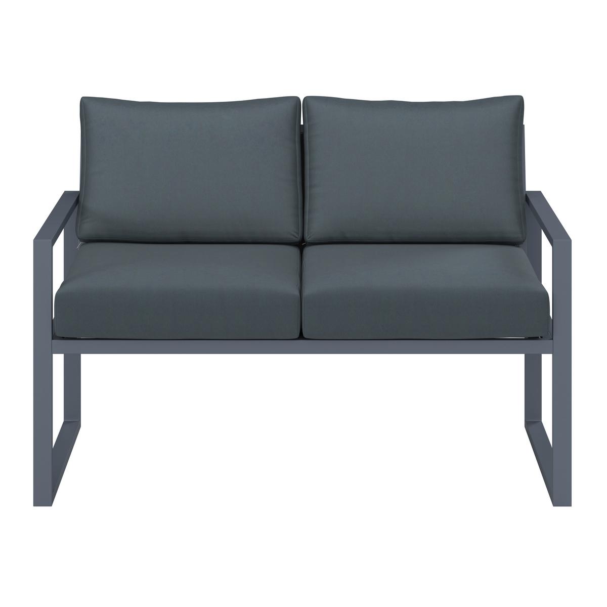 Loungegarnitur Prag - Dunkelgrau/Schwarz, MODERN, Glas/Textil - Beldano
