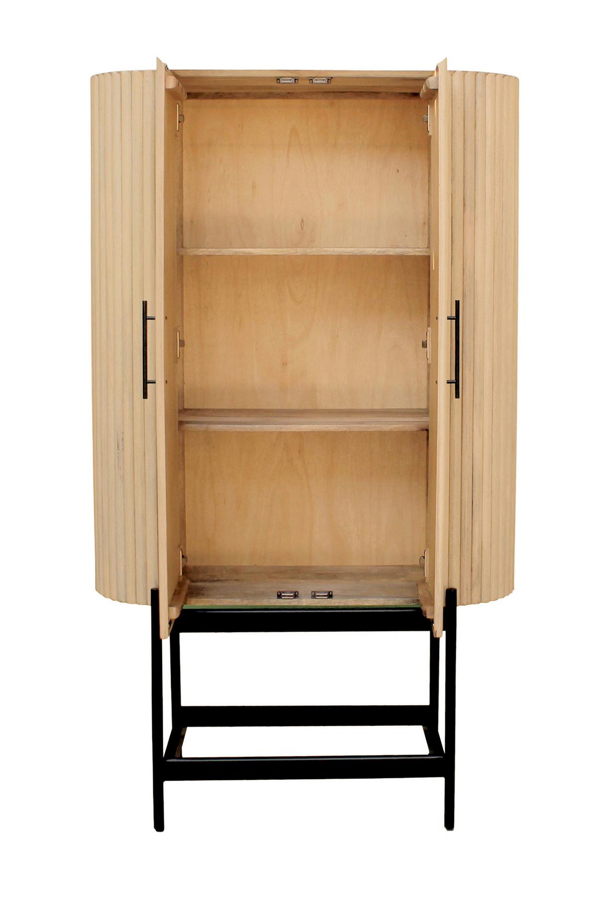 GARDEROBENSCHRANK Schwarz/Naturfarben B: 100cm - Schwarz/Naturfarben, Design, Holz/Metall (100/172/40cm) - MID.YOU