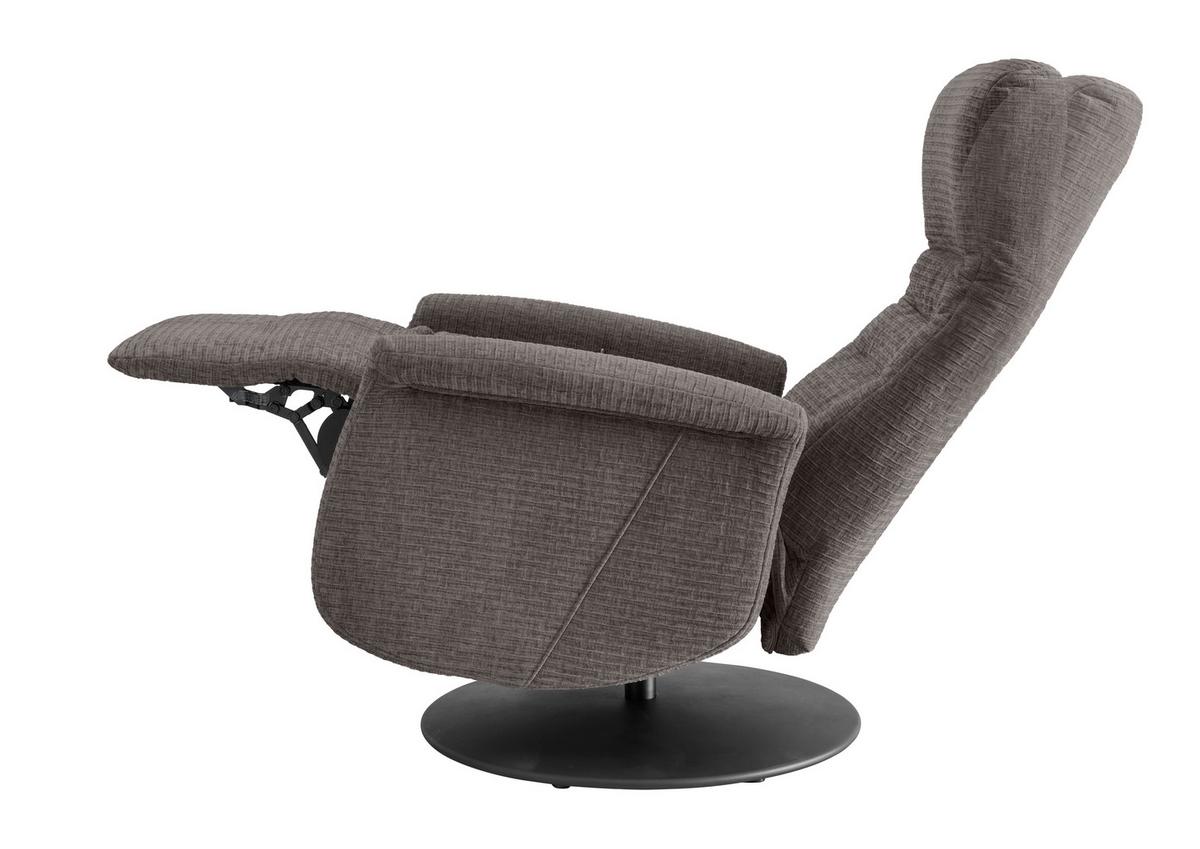 Relaxsessel Latina Graubraun 360 Grad Drehbar, B: 72 Cm - Graubraun/Schwarz, MODERN, Textil (72/118/85-165cm) - Livetastic