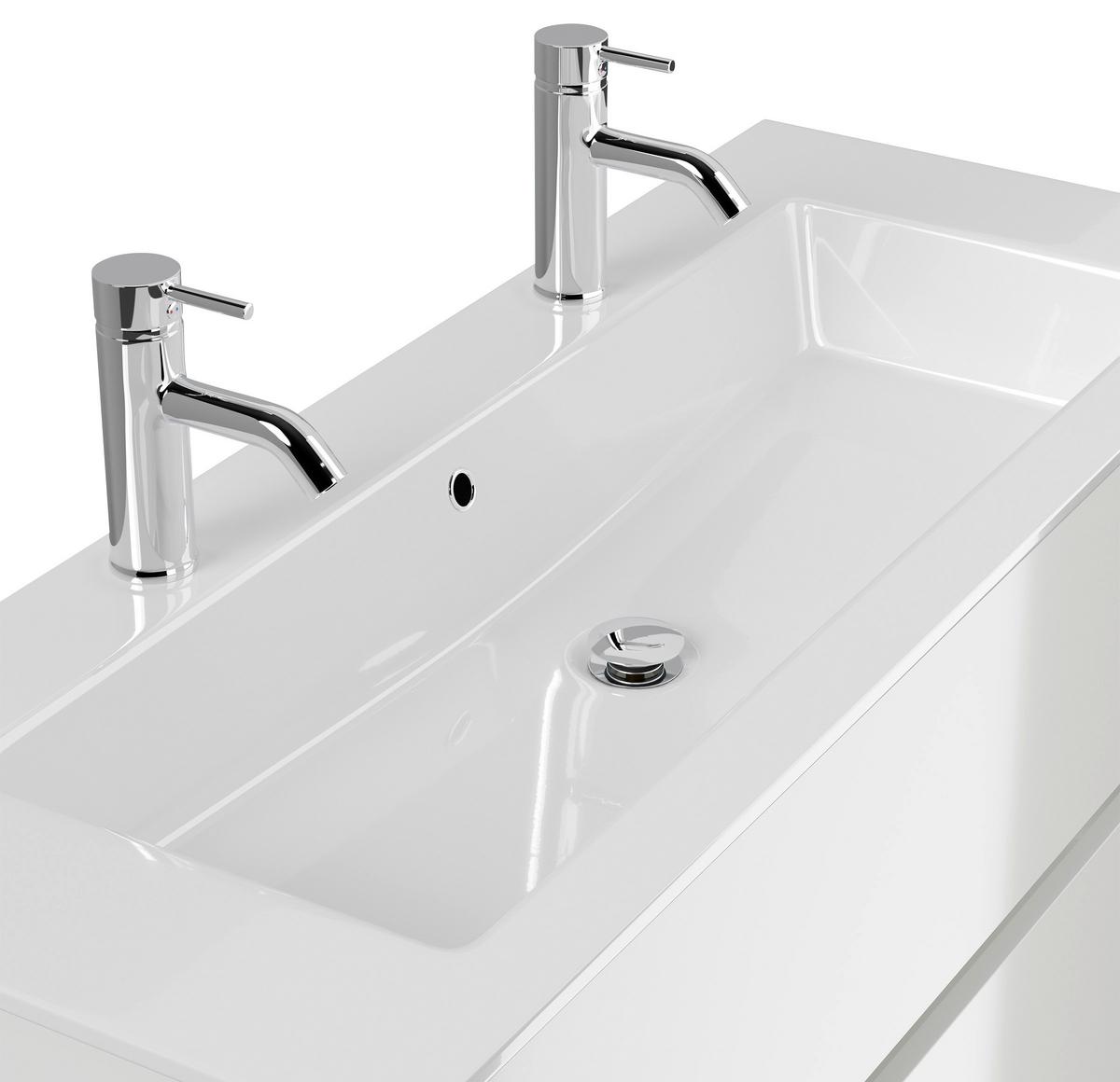 Waschtischkombi Limes Weiß Hg B: 120 Cm - Weiß Hochglanz/Weiß, MODERN, Holzwerkstoff/Stein (120/58,5/46,5cm) - MID.YOU