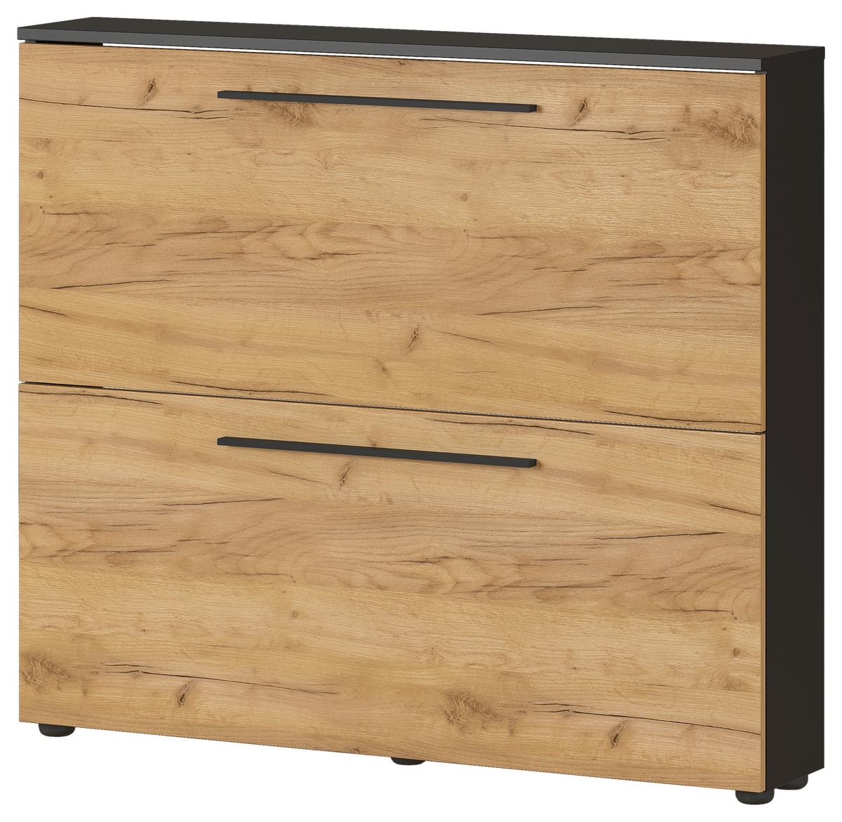 Schuhkipper Wildomar Eichefarben B: 100cm - Eichefarben/Graphitfarben, MODERN, Holzwerkstoff (100/85/19cm) - Germania