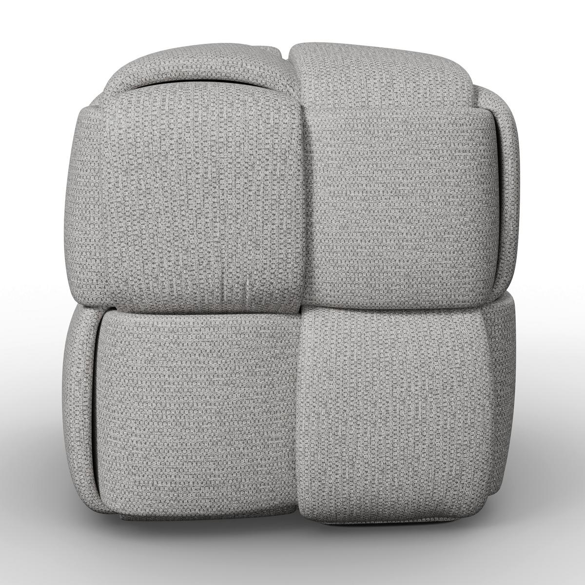 Taburet ELLA šedá bouclé - šedá/černá, Moderní, dřevo/textil (45/45/45cm) - Bessagi Home