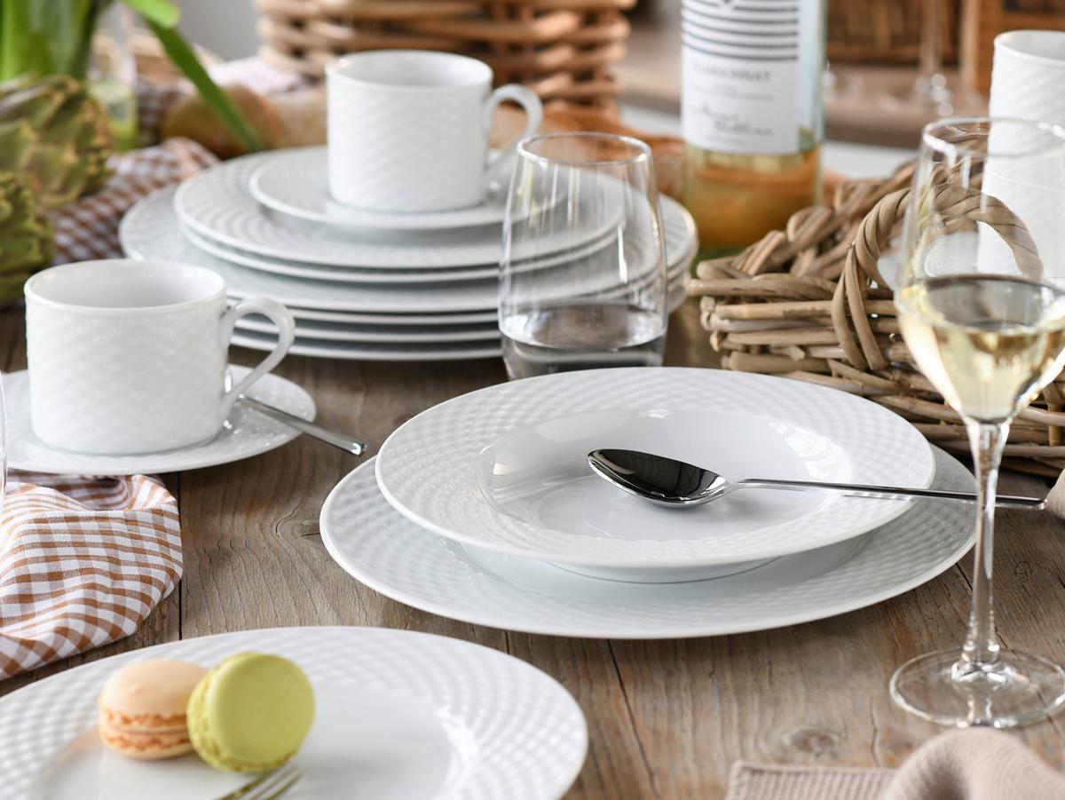 Kombiservice Polo weiss Porzellan, 6 Pers., 30-teilig - Weiß, Basics, Keramik - Creatable