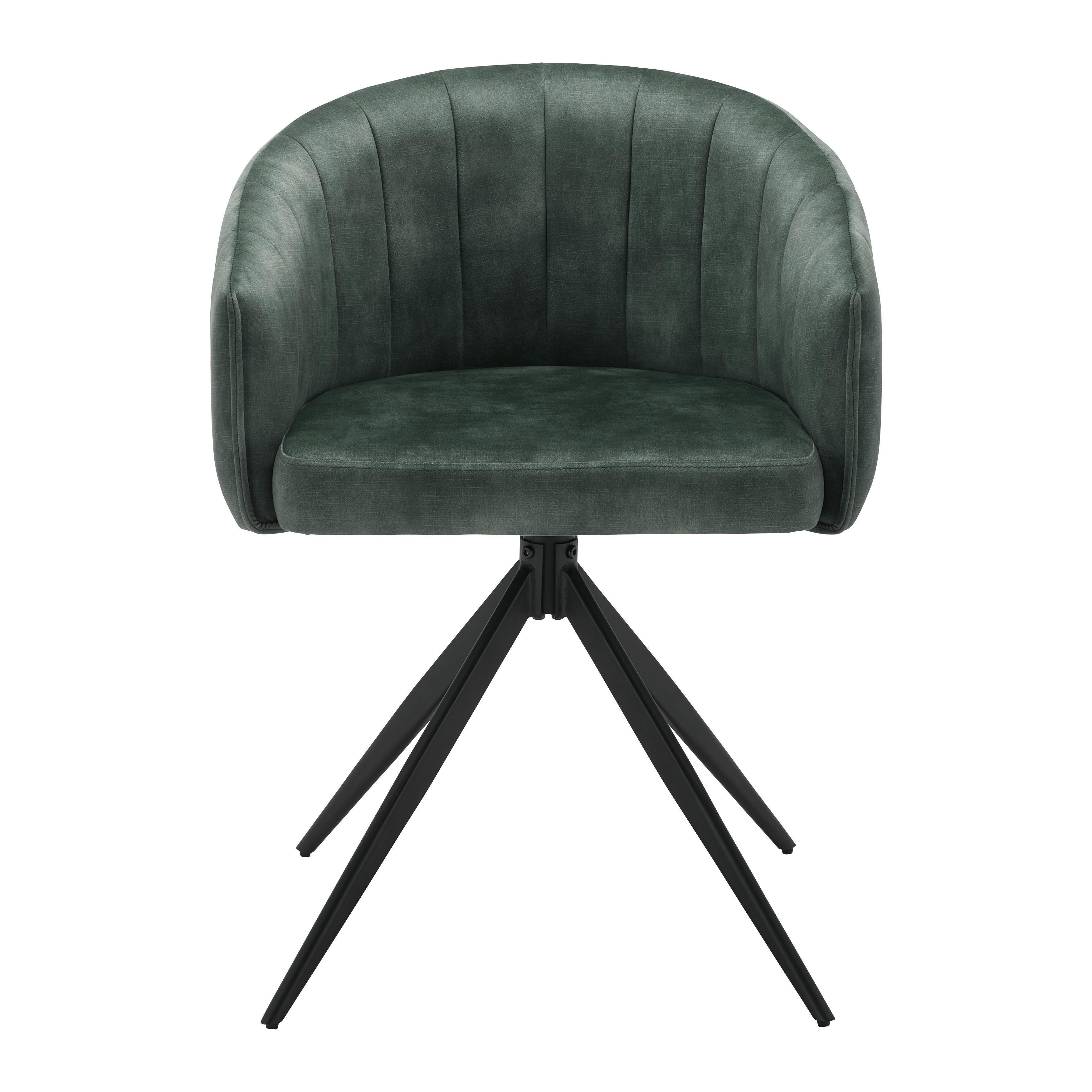 Židle Daniel Olivově Zelená - černá/olivově zelená, Moderní, kov/dřevo (56/77/56cm) - Bessagi Home