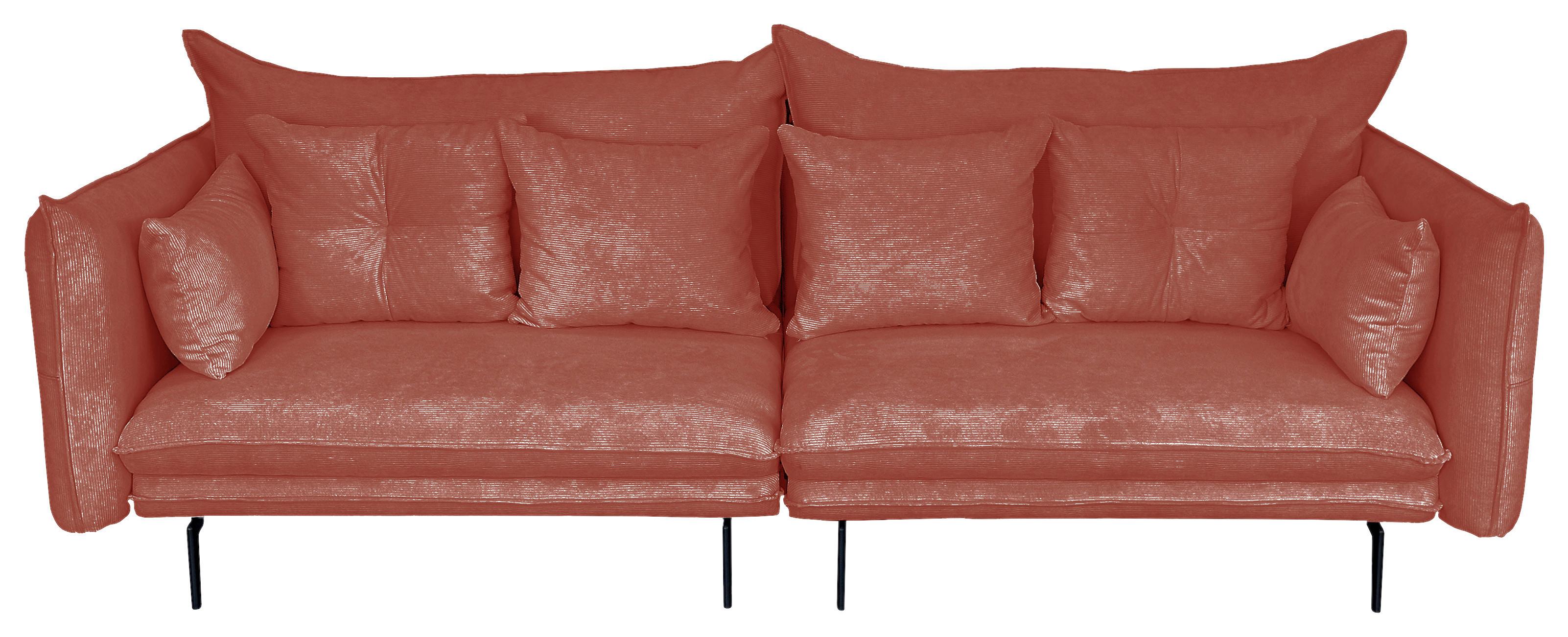 2-Sitzer-Sofa Sing Koralle Cord B: 262 cm - Koralle/Schwarz, Design, Textil (262/91/115cm) - MID.YOU