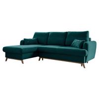 Ecksofa Scandic Lagom Beige S: 157x235 cm - Türkis/Naturfarben, Textil (157/235cm) - MID.YOU