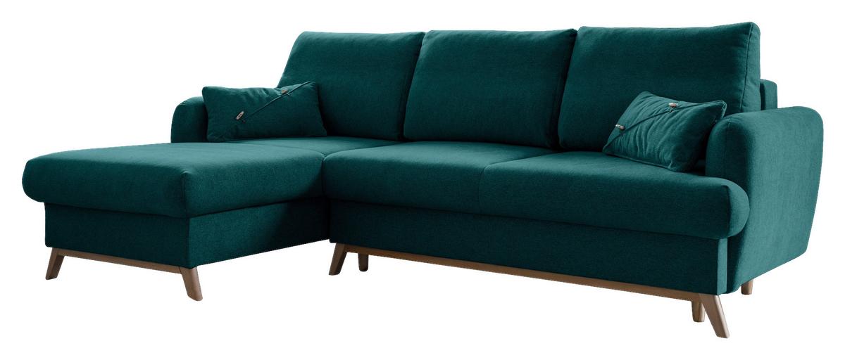 Ecksofa Scandic Lagom Beige S: 157x235 cm - Türkis/Naturfarben, Textil (157/235cm) - MID.YOU