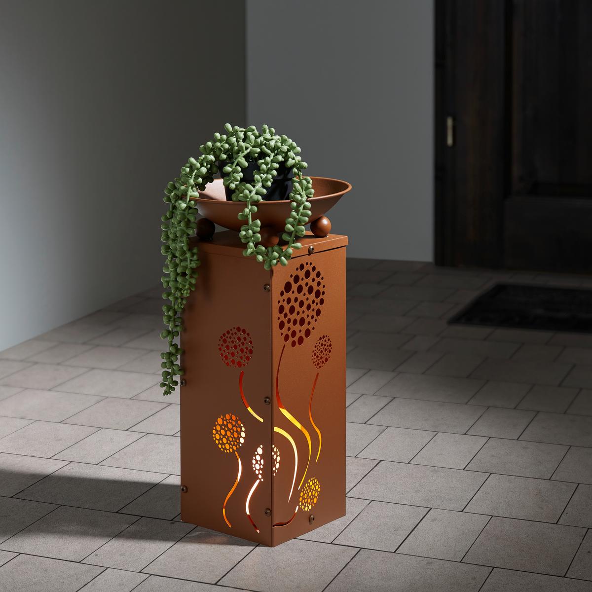 Led Dekosäule mit Schale Pusteblume H: 39 cm - Rostfarben, Basics, Metall (21/21/39cm)