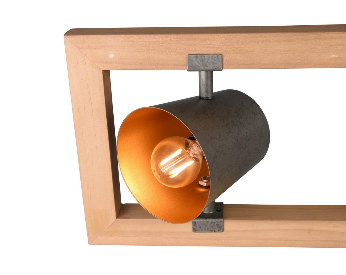 Hängeleuchte Bell H: 150 cm 4-Flammig, Glockendesign - Nickelfarben, Natur, Holz/Metall (100/150/21cm) - Trio Leuchten