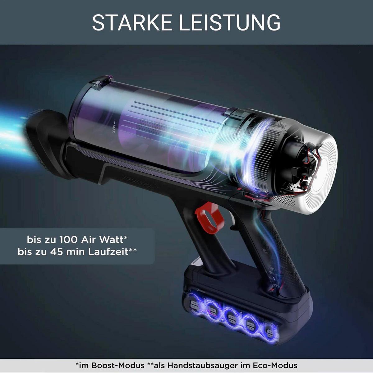 Akku-Bodenstaubsauger Lila, 250w - Lila/Hellgrau, Basics, Kunststoff/Metall (24,8/23,4/112cm) - Rowenta