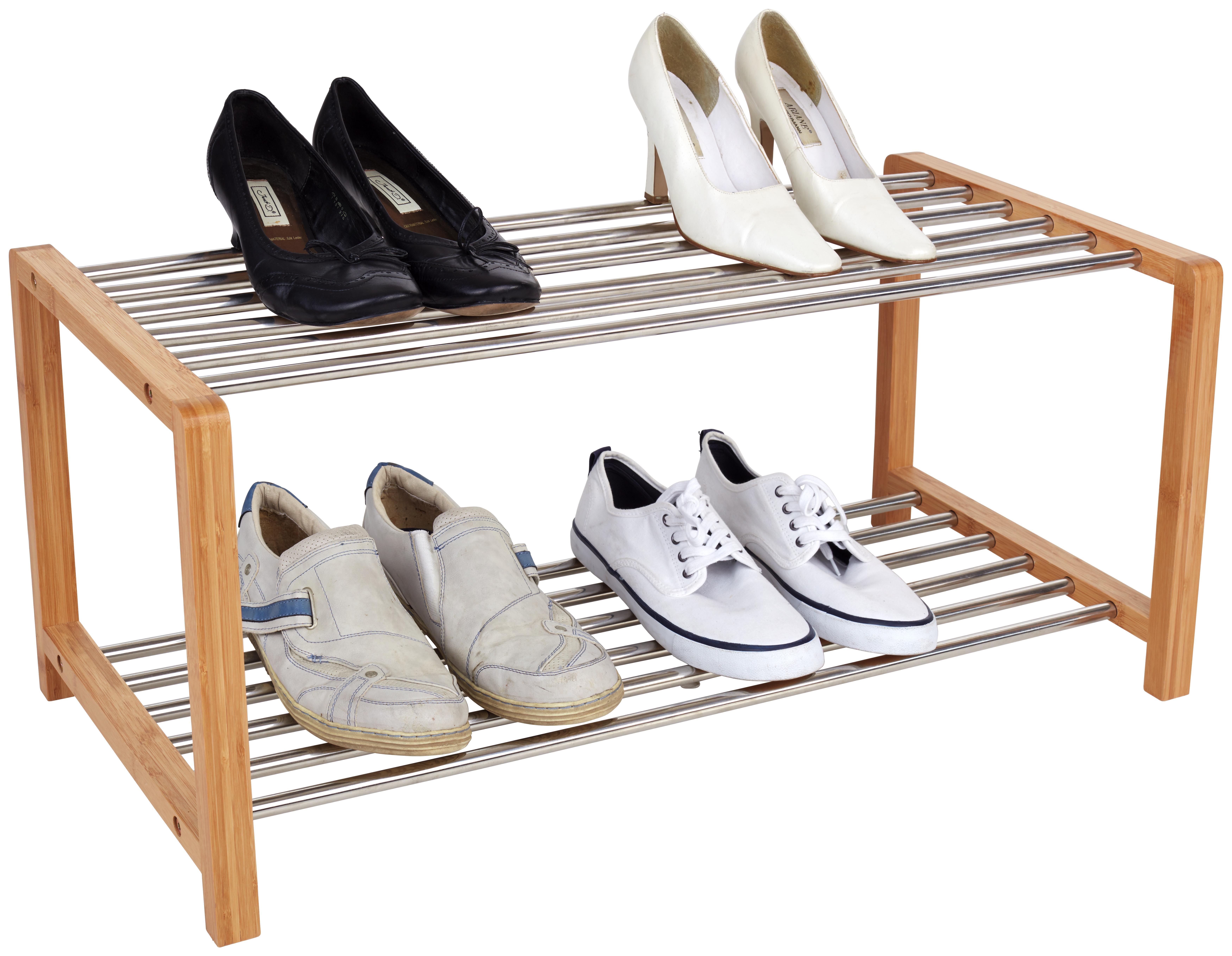 Cipőtároló Larissa - Natúr/Króm, modern, Fa/Fém (83/34/34cm) - James Wood