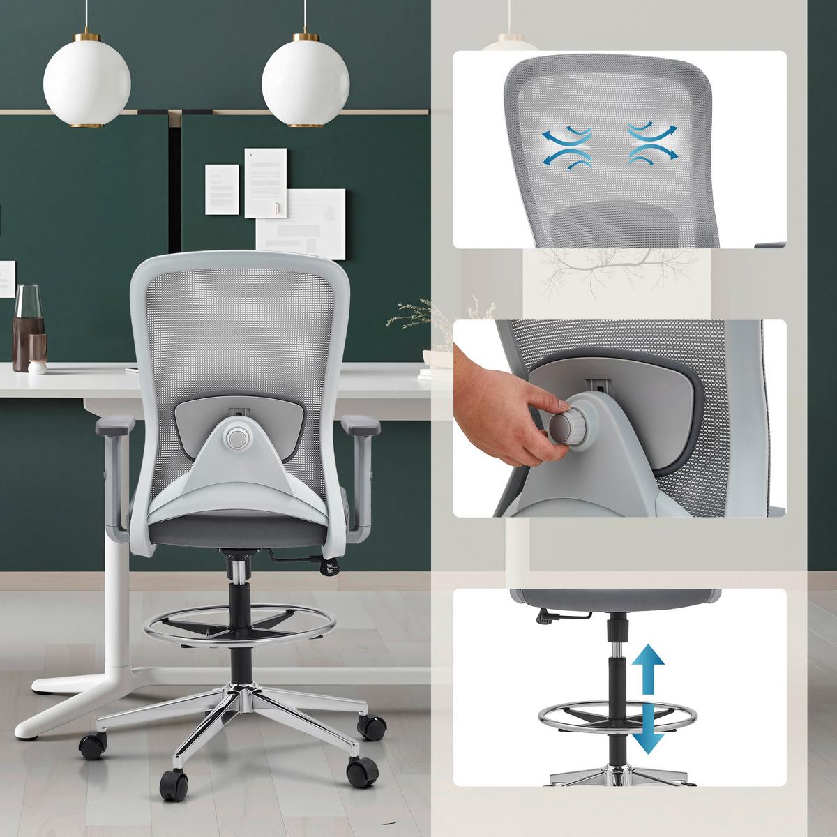 DREHSTUHL Top Work Grau B: 68cm - Grau, MODERN, Kunststoff/Textil (68/136/60cm) - MID.YOU