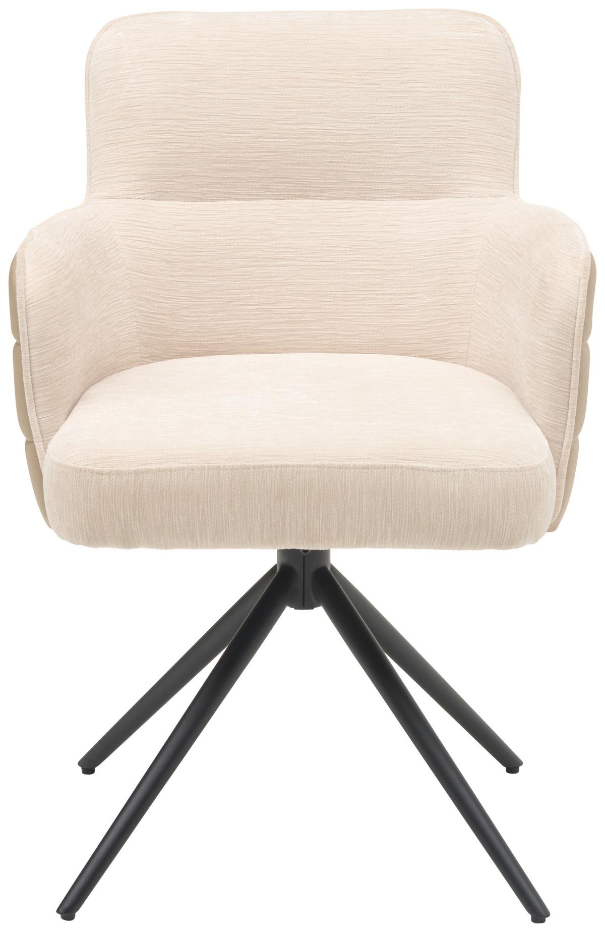 Armlehnstuhl Mia Webstoff Beige, B: 58 cm - Beige/Schwarz, KONVENTIONELL, Textil/Metall (58/82/64cm) - MID.YOU