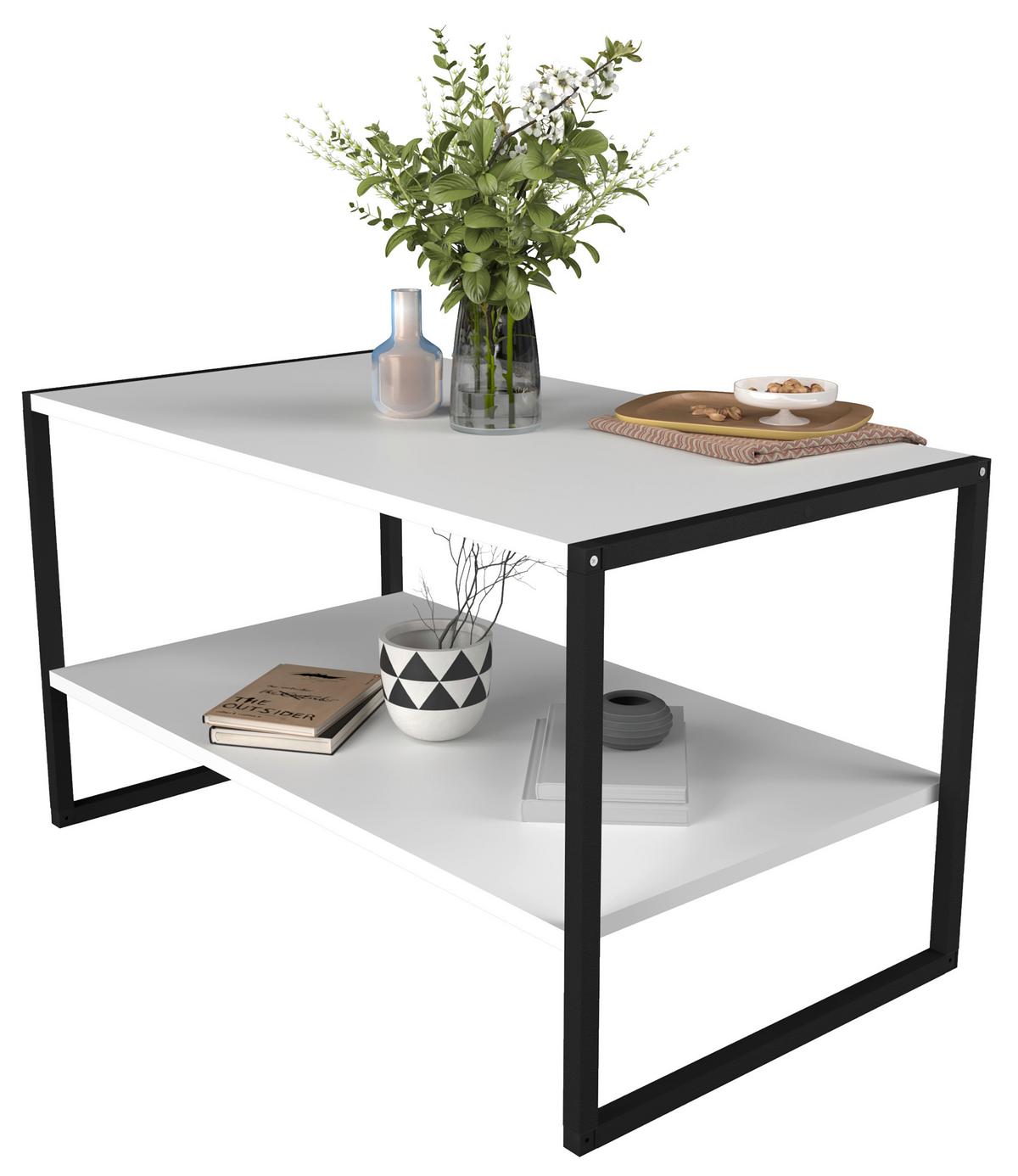 Couchtisch Insasi Weiß Schwarz - Schwarz/Weiß, Design, Holzwerkstoff/Metall (90/50/50cm) - MID.YOU