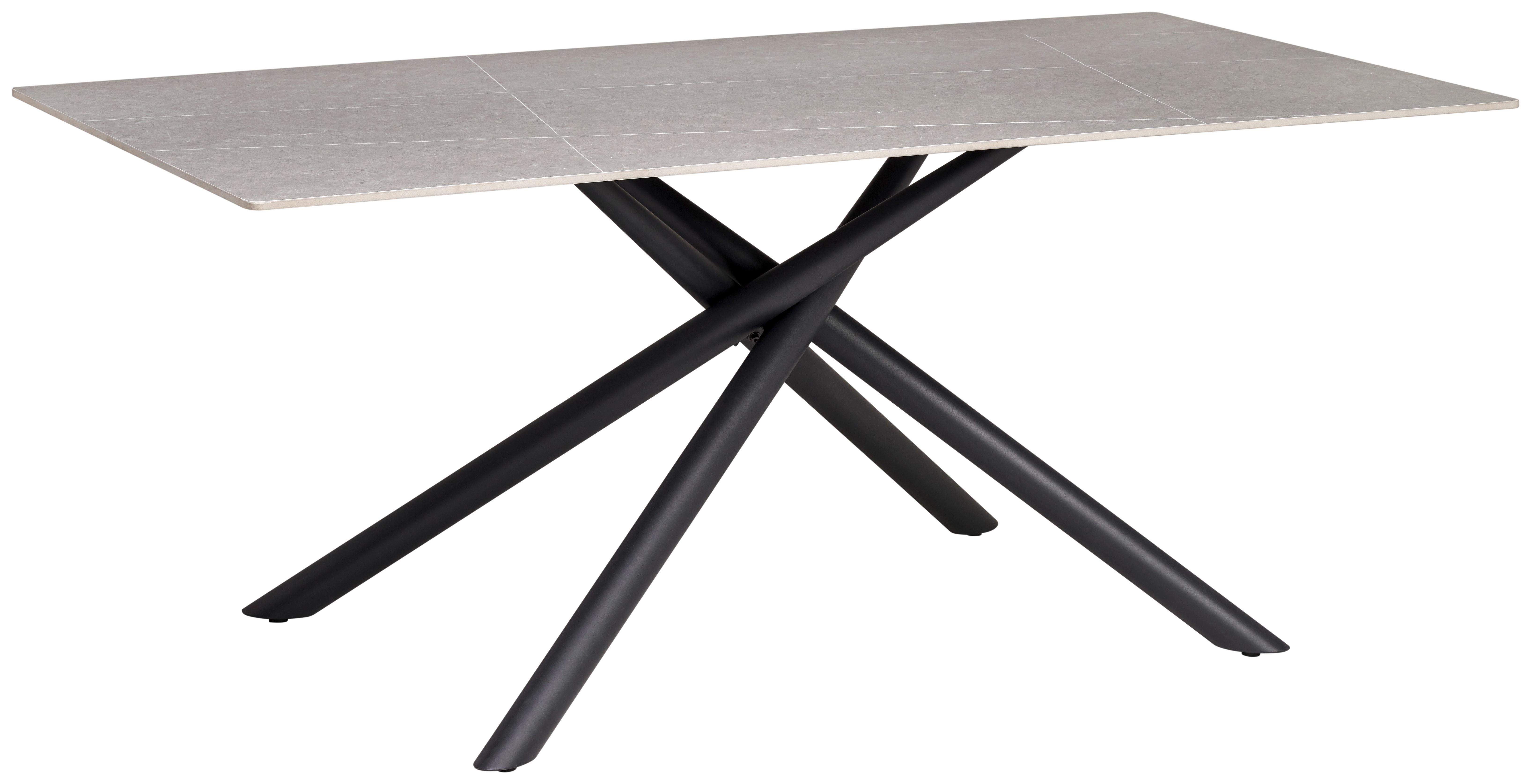 Esstisch Lior Keramik Grau, B: 180 cm - Schwarz/Grau, KONVENTIONELL, Keramik/Metall (180/90/76cm) - MID.YOU