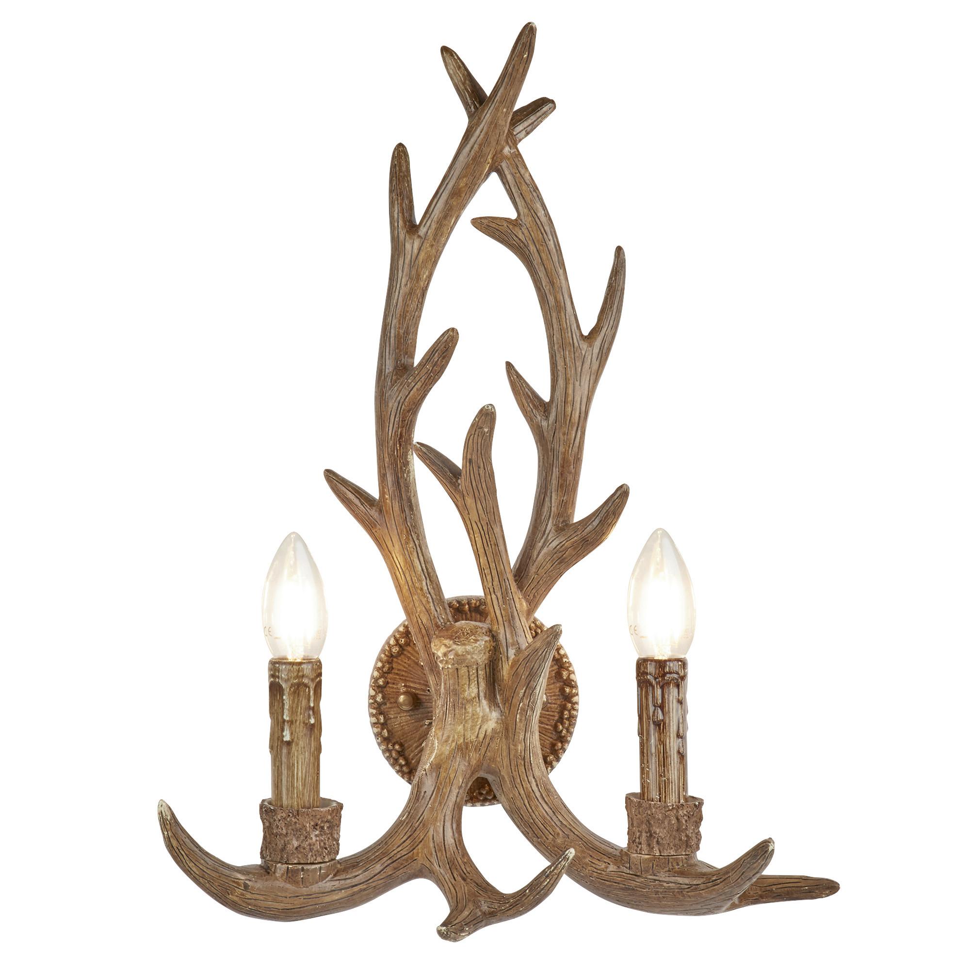 Wandleuchte Stag 2lt 6412-2br - Braun, Trend, Holzwerkstoff/Metall (36/46cm)