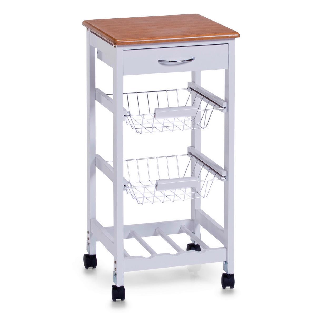 Servierwagen Weiß Bxhxt: 37x37x76,5 Cm - Weiß, Basics, Holz/Holzwerkstoff (37/37/76,5cm) - Zeller Present