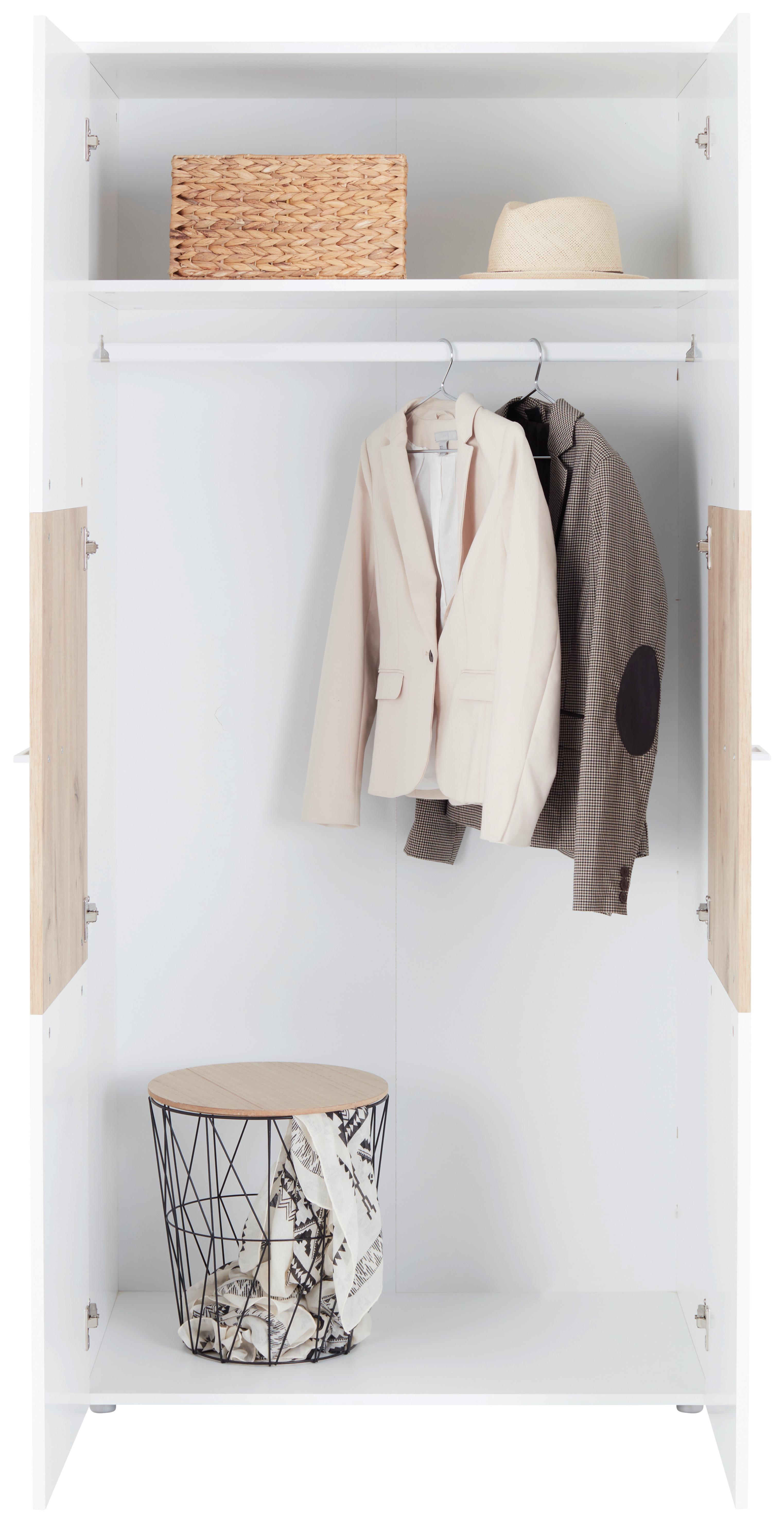 Kleiderschrank Alex - Eichefarben/Weiß, KONVENTIONELL, Holzwerkstoff (90/195/60cm)