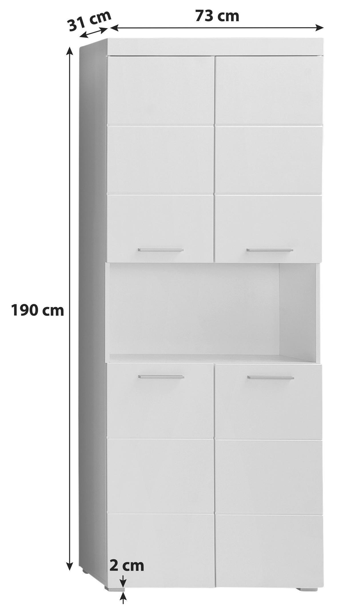 Hochschrank Amanda B: 73 cm Grau - Silberfarben/Grau, MODERN, Holzwerkstoff (73/190/31cm) - MID.YOU