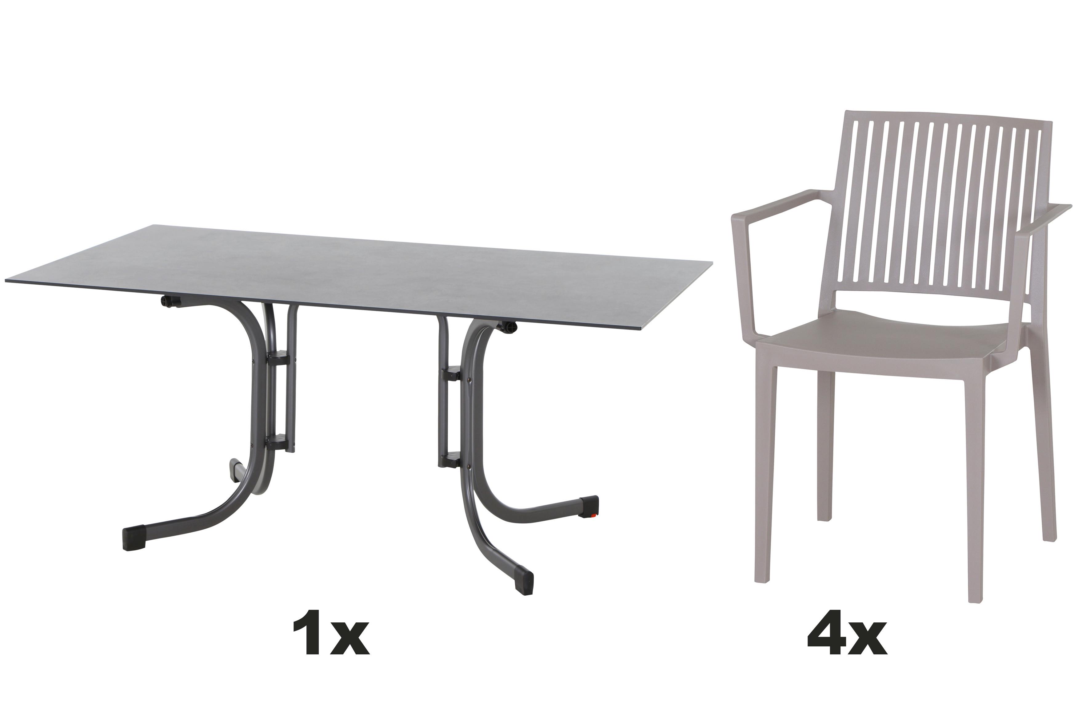 Gartengarnitur T20193 - Taupe/Anthrazit, Basics, Holzwerkstoff/Kunststoff (57/80/56cm) - Siena Garden