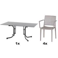 Gartengarnitur T20193 - Taupe/Anthrazit, Basics, Holzwerkstoff/Kunststoff (57/80/56cm) - Siena Garden