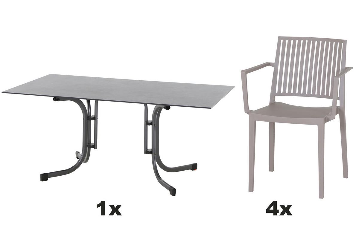 Gartengarnitur T20193 - Taupe/Anthrazit, Basics, Holzwerkstoff/Kunststoff (57/80/56cm) - Siena Garden