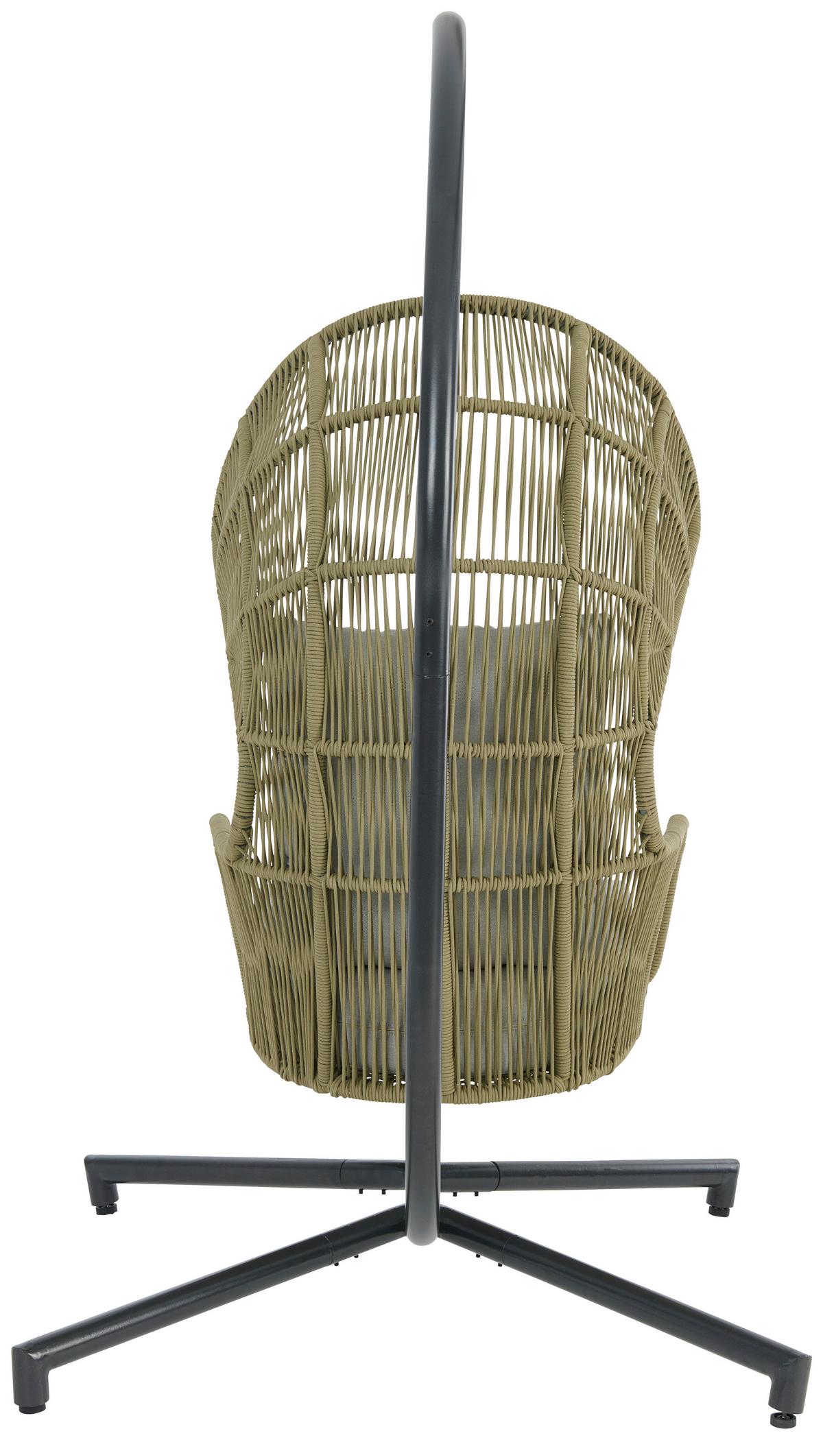 Hängesessel mit Gestell Paris Mit Sitz- und Rückenkissen - Beige/Limette, MODERN, Kunststoff/Textil (110/198/117cm) - Beldano