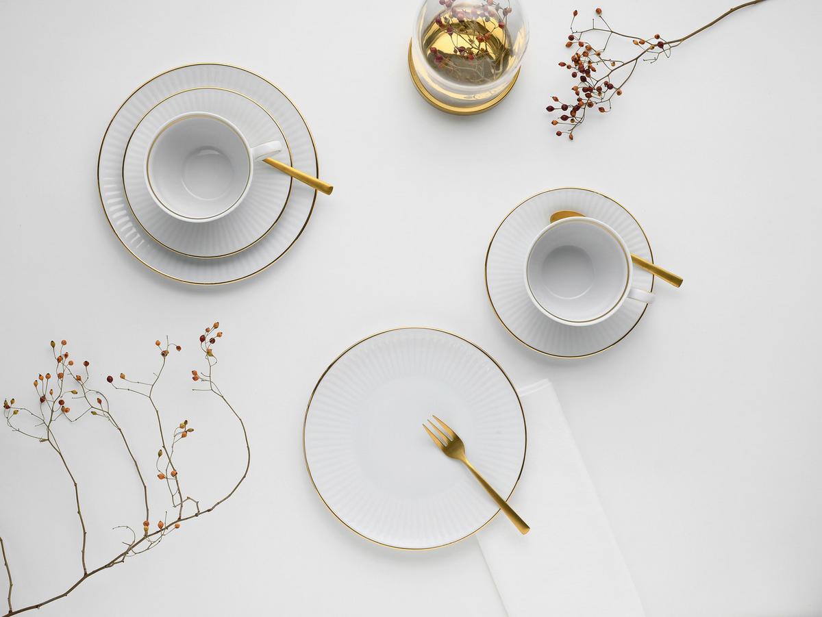 Kaffeeservice Valencia 18--Teilig., Weiß/Goldfarben - Goldfarben/Weiß, Design, Keramik - Creatable