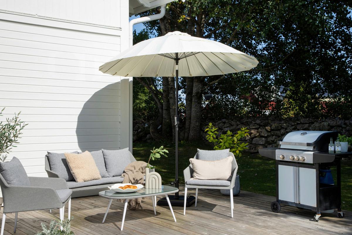 Sonnenschirm Palmetto - Weiß, KONVENTIONELL (270/270cm) - Gardenson