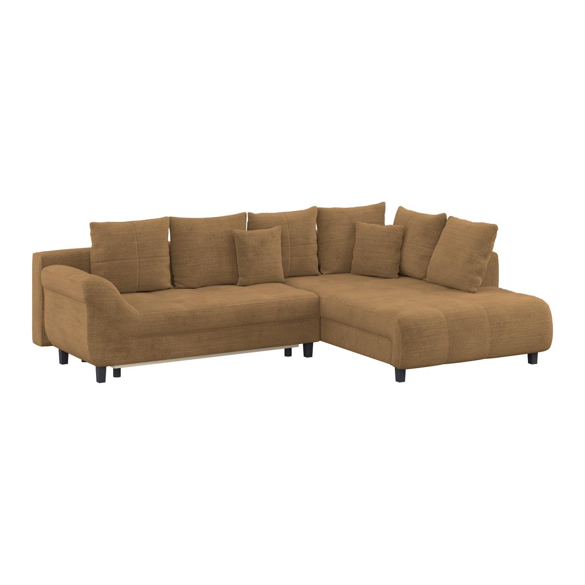 Ecksofa Mit Schlaffunktion Mendoza New Chenille 309x197cm - Rostfarben/Schwarz, KONVENTIONELL, Textil (309/197cm) - Ondega