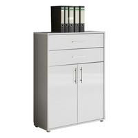 Aktenschrank Holzwerkstoff Grau/Weiß B: 84,5 cm - Weiß Hochglanz/Grau, MODERN, Holzwerkstoff (84,5/114/33cm) - MID.YOU