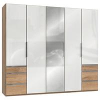 Šatní skříň LEVEL 36 D - barvy dubu/barvy chromu, Moderní, kov/kompozitní dřevo (250/216/58cm) - MID.YOU