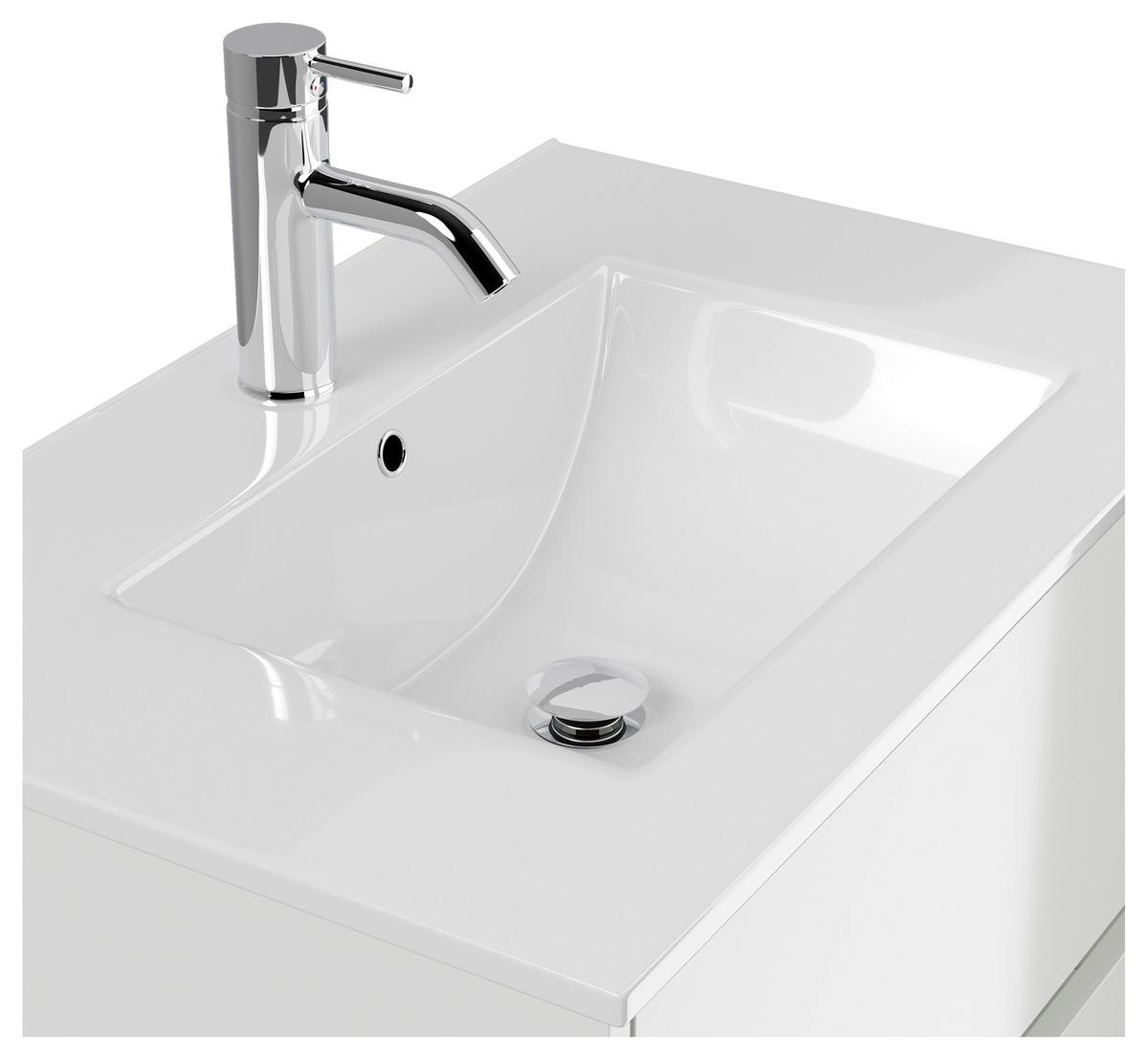 Waschtischkombi Limes Weiß Hg B: 71 Cm - Weiß Hochglanz/Weiß, MODERN, Keramik/Holzwerkstoff (71/58,7/46,5cm) - MID.YOU