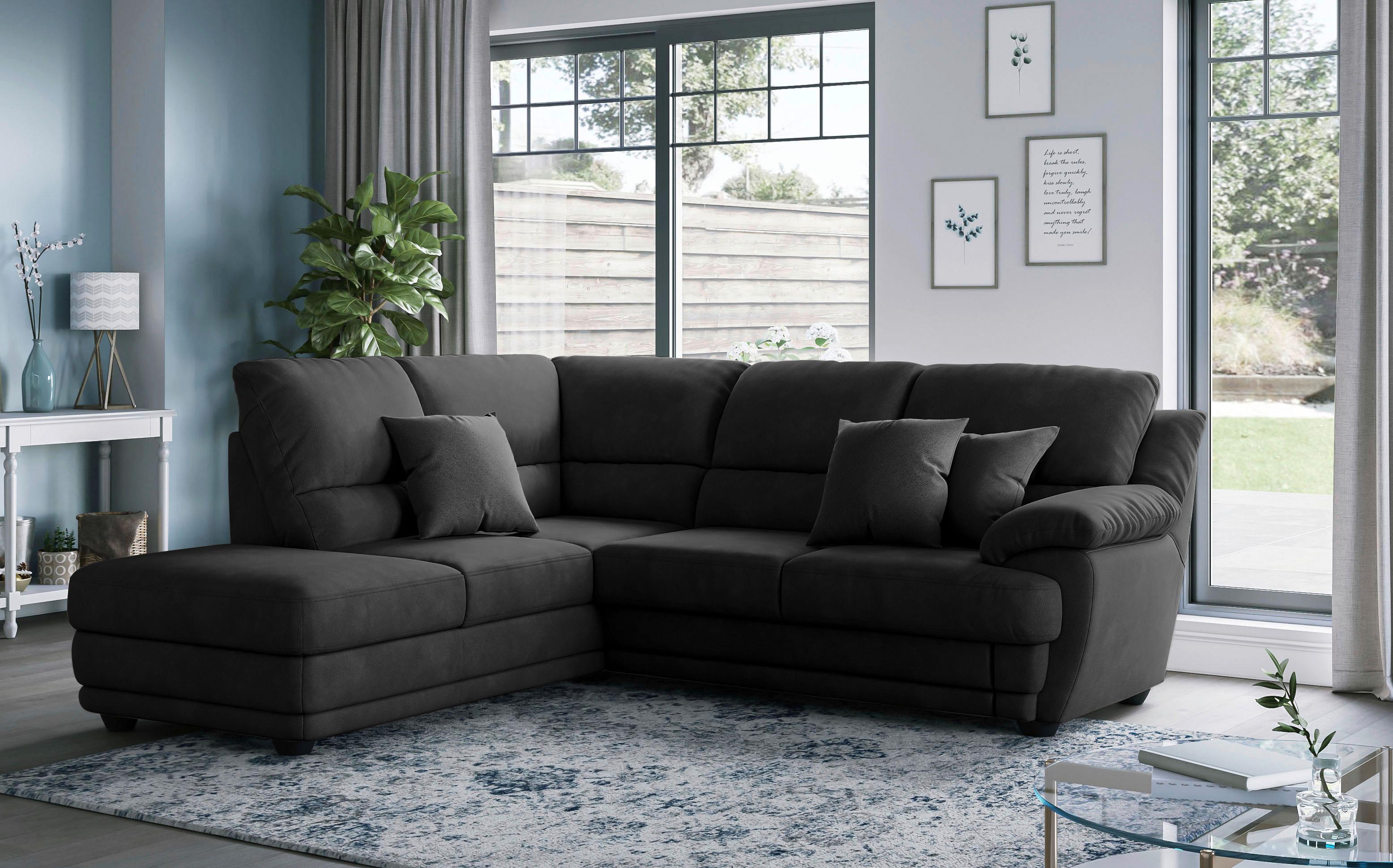 Ecksofa Nebolo Anthrazit S. 225x245cm - Anthrazit, Design, Textil (225/245cm) - Livetastic