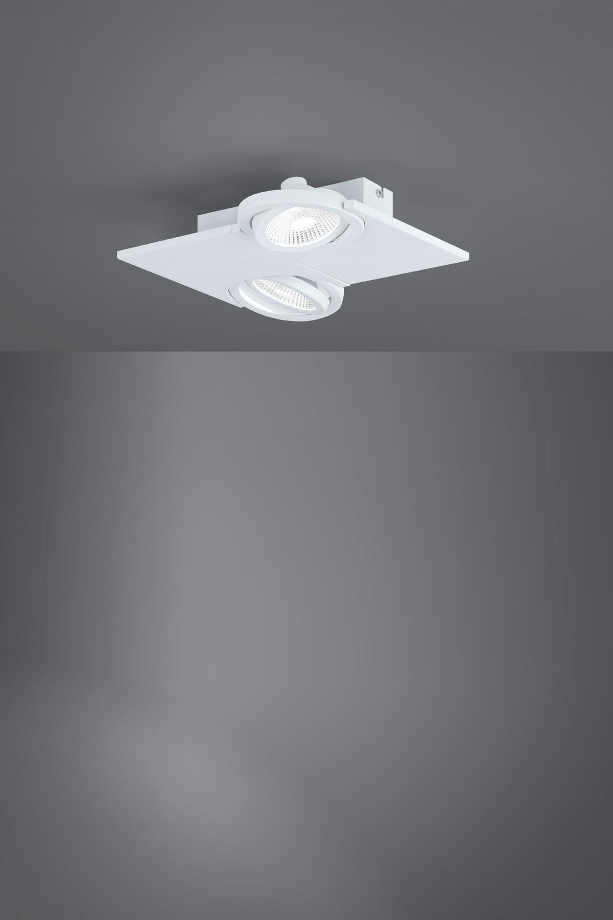 Led-deckenleuchte Brea L: 28 Cm Verstellbare Spotlights - Weiß, KONVENTIONELL, Glas/Metall (28/28/6cm) - Eglo