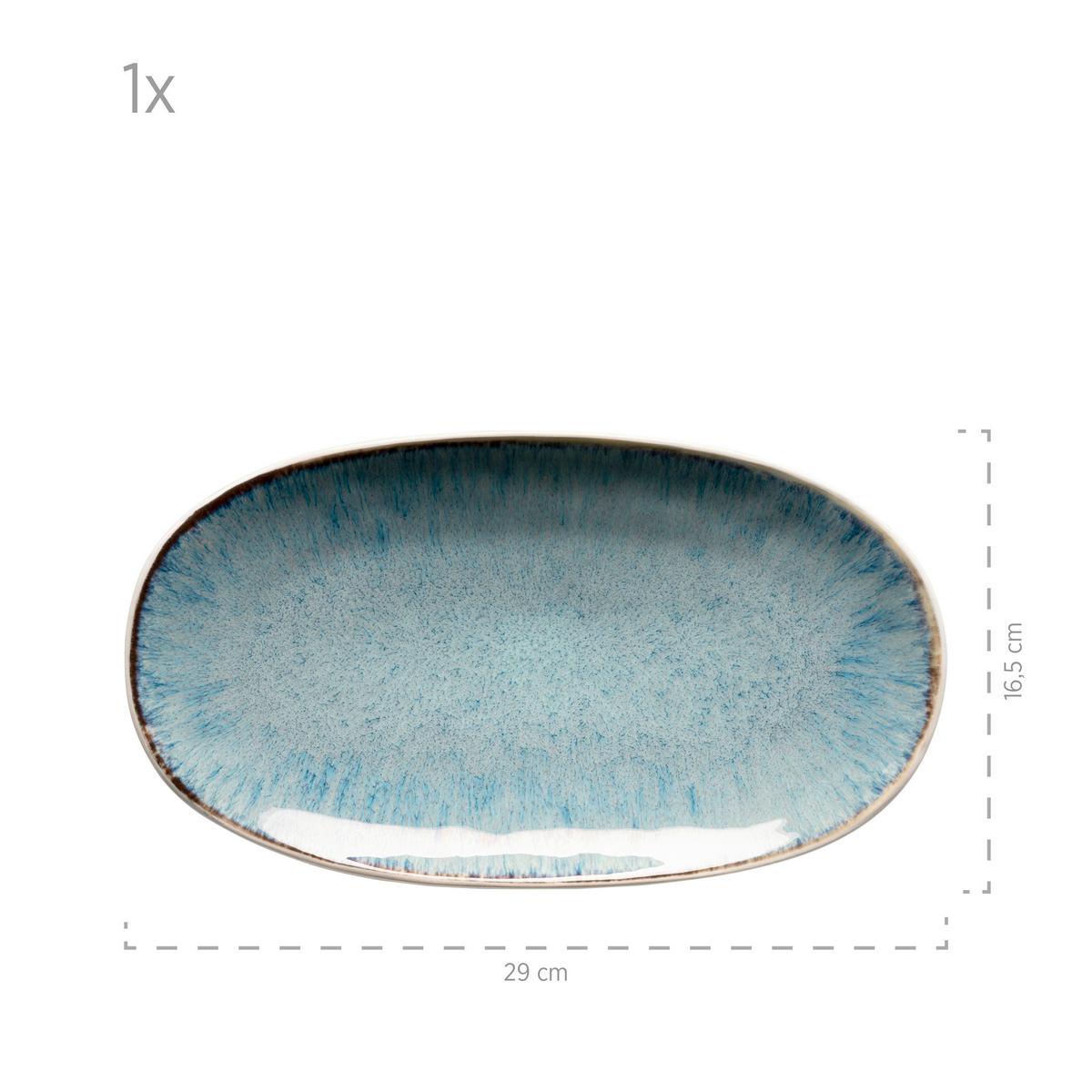Servierplatte Aus Steinzeug Frozen 3--Teilig. Blau - Blau, Basics, Keramik (39/24,5/10cm) - Mäser