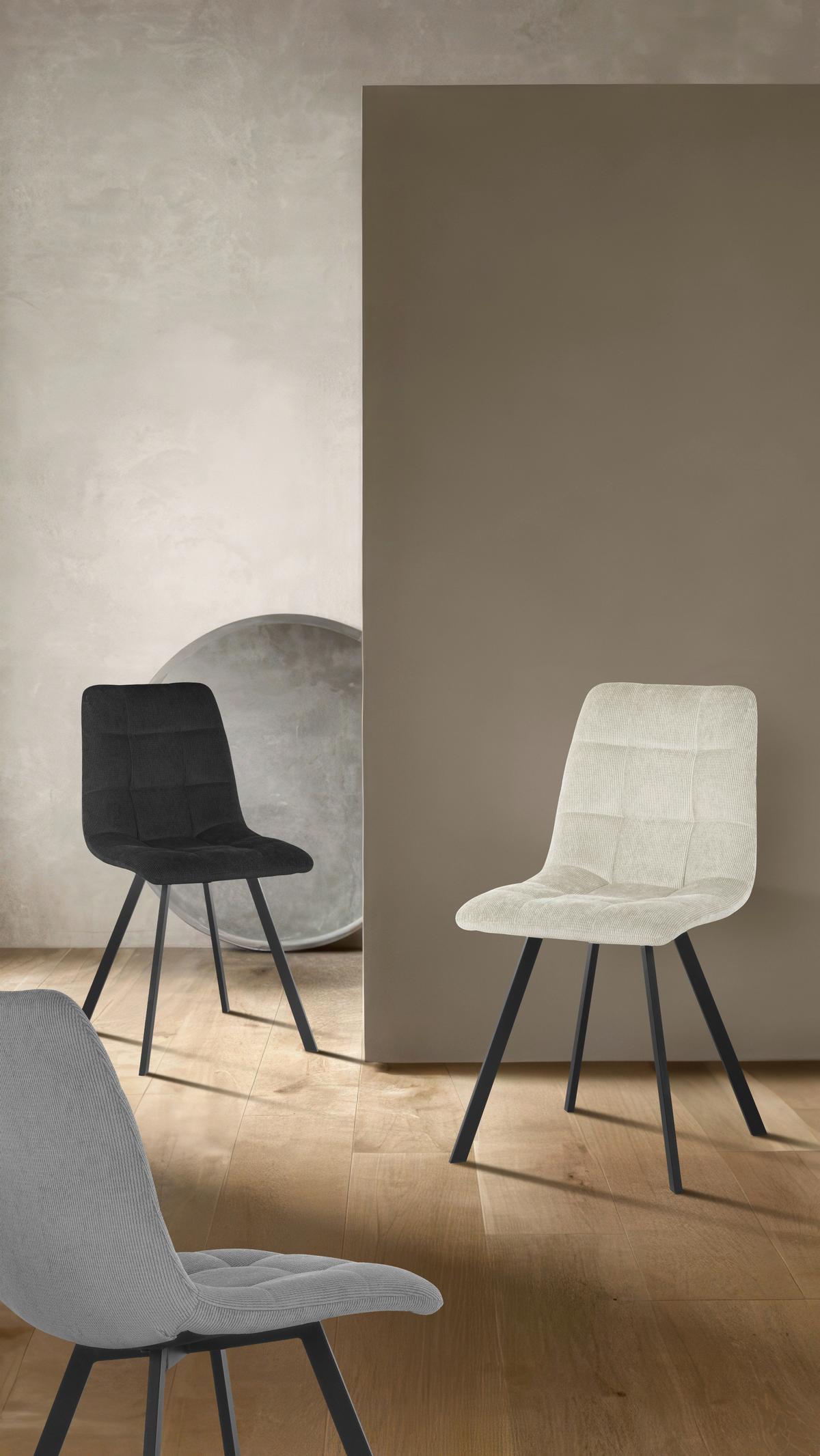 Stuhl Leon - Beige/Schwarz, LIFESTYLE, Holz/Textil (45/88/55cm) - Livetastic