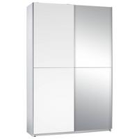 Schwebetürenschrank Mit Spiegel 125cm Fast, Weiß - Silberfarben/Weiß, Basics, Glas (125/195,5/38cm) - P & B