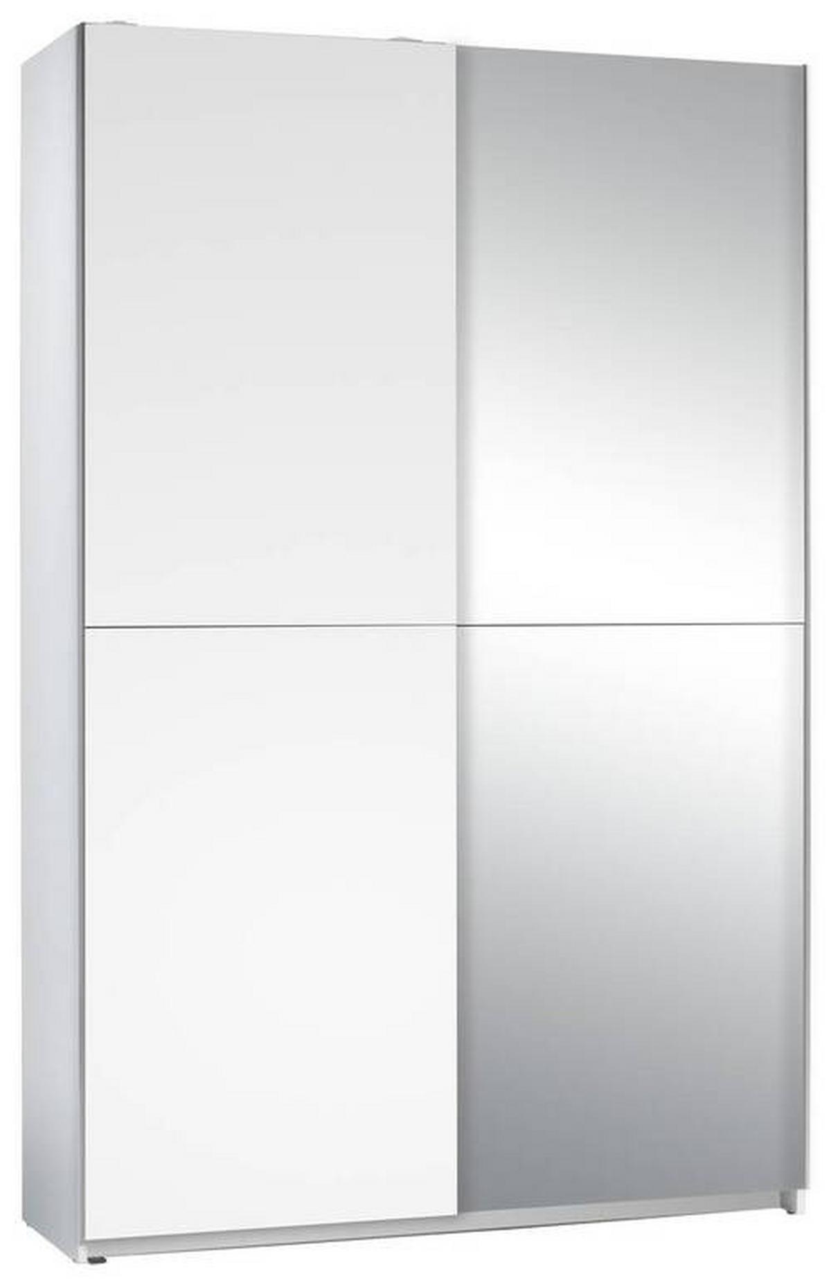 Schwebetürenschrank Mit Spiegel 125cm Fast, Weiß - Silberfarben/Weiß, Basics, Glas (125/195,5/38cm) - P & B