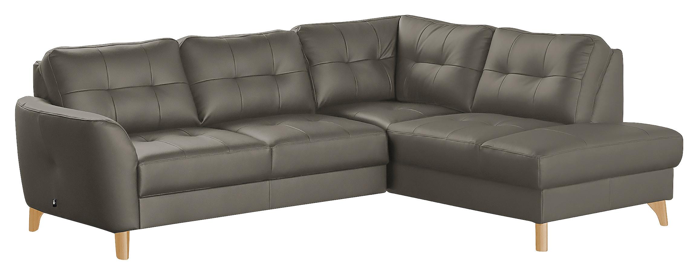 Ecksofa Nordic Schlammfarben S: 236x190 cm - Schlammfarben/Buchefarben, Design, Leder/Textil (236/190cm) - Livetastic