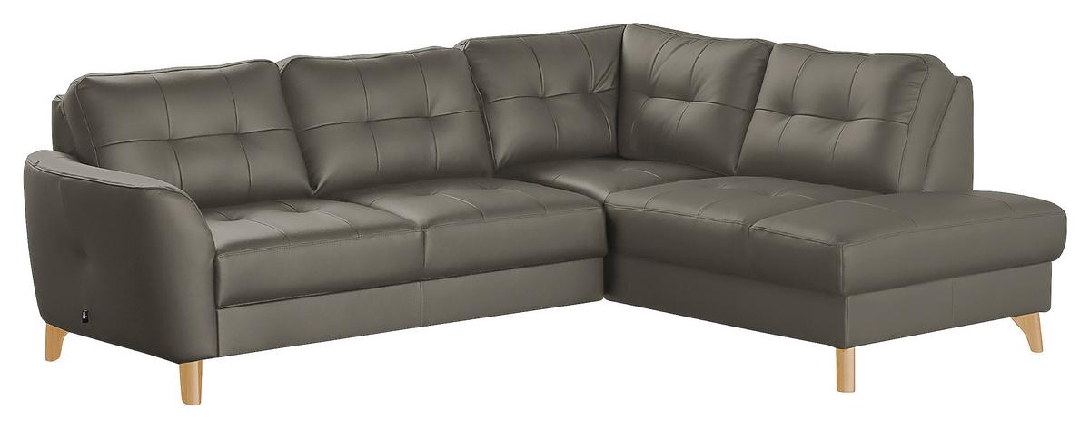 Ecksofa Nordic Schlammfarben S: 236x190 cm - Schlammfarben/Buchefarben, Design, Leder/Textil (236/190cm) - Livetastic