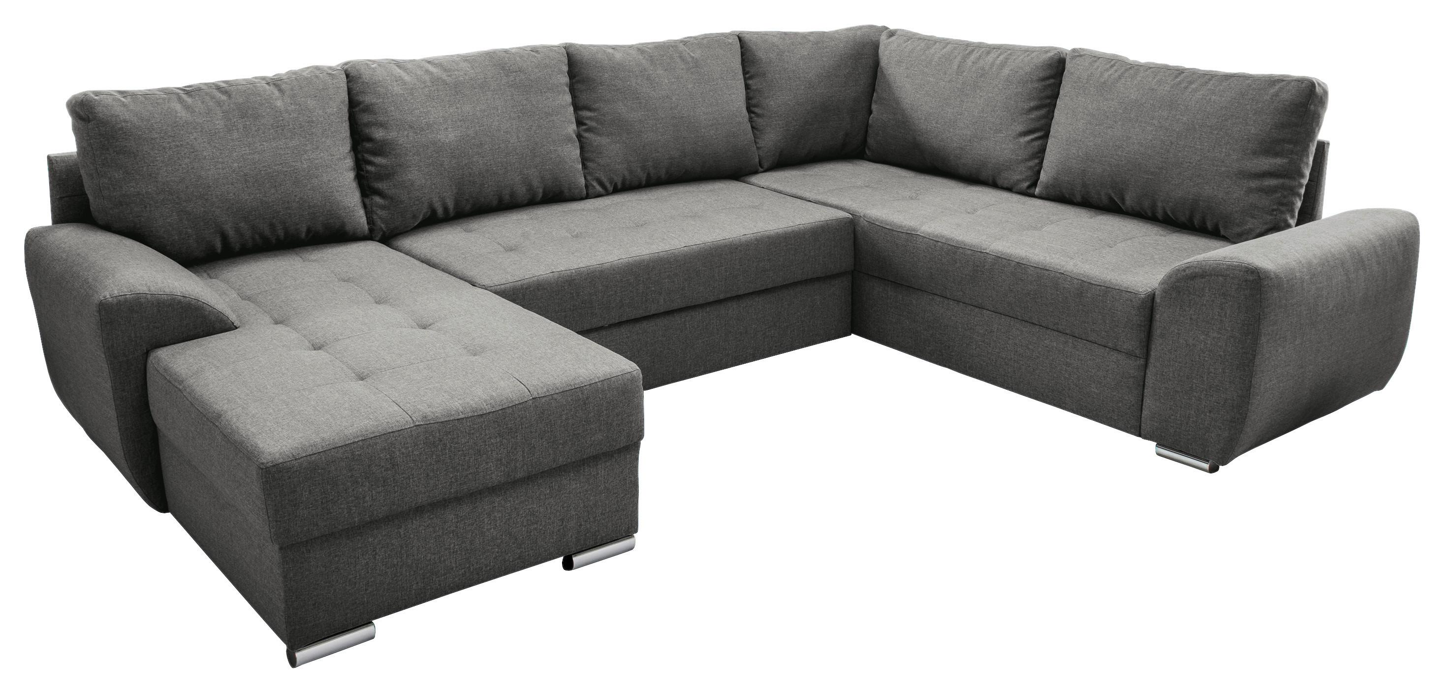 Wohnlandschaft mit Schlaffunktion Sinja - Chromfarben/Anthrazit, KONVENTIONELL, Textil (156/292/218cm) - Livetastic