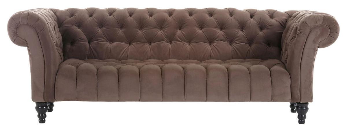Bigsofa Canyon B: 230 cm Dunkelbraun Samt - Dunkelbraun/Schwarz, Trend, Textil (230/74/101cm) - Livetastic
