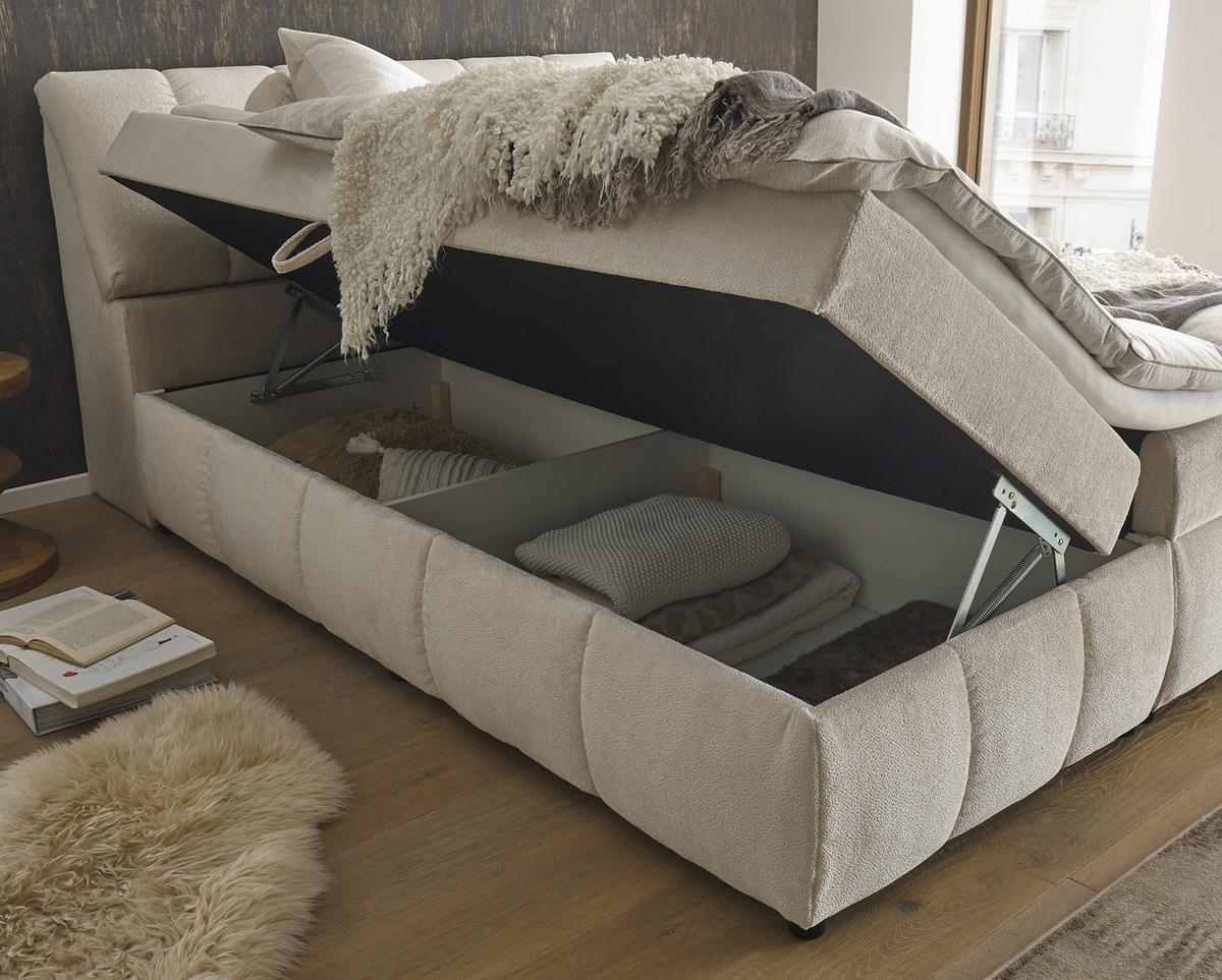 Boxbett Mit Topper+bettkasten 160x200 Cm Valencia - Beige/Schwarz, MODERN, Holzwerkstoff/Textil (160/200cm) - MID.YOU