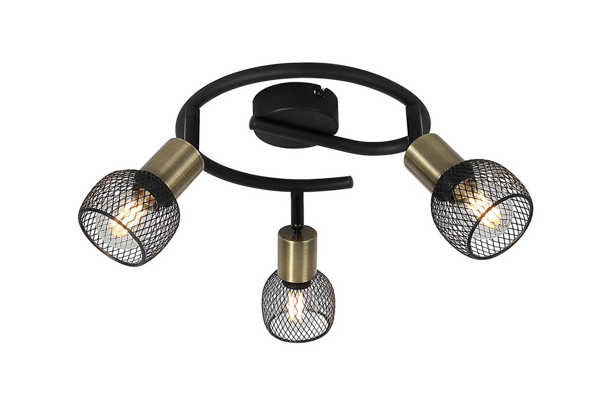 Strahler Fiastra 3-Flammig verstellbar Ø 23 cm - Schwarz, Basics, Metall (23/14cm) - Globo